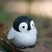 Penguin Figurines Hand Carved Painted Wooden
