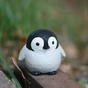 Penguin Figurines Hand Carved Painted Wooden