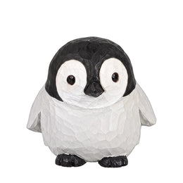Penguin Figurines Hand Carved Painted Wooden