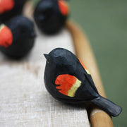 Red-winged blackbird Figurines Hand Carved Painted Wooden