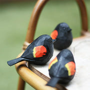 Red-winged blackbird Figurines Hand Carved Painted Wooden