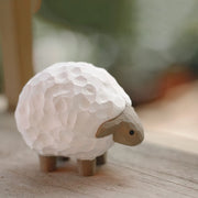 Sheep Figurines Hand Carved Painted Wooden