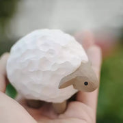 Sheep Figurines Hand Carved Painted Wooden