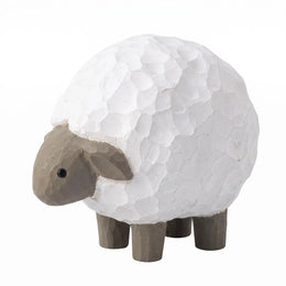 Sheep Figurines Hand Carved Painted Wooden