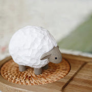 Sheep Figurines Hand Carved Painted Wooden