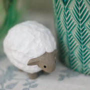 Sheep Figurines Hand Carved Painted Wooden