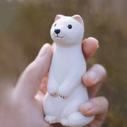 Stoat Figurines Hand Carved Painted Wooden