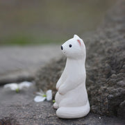 Stoat Figurines Hand Carved Painted Wooden