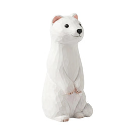 Stoat Figurines Hand Carved Painted Wooden