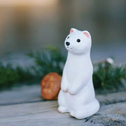 Stoat Figurines Hand Carved Painted Wooden
