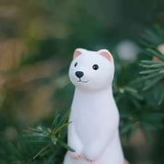 Stoat Figurines Hand Carved Painted Wooden