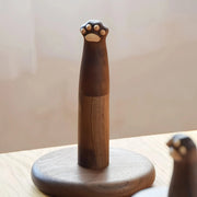 Tissue Holder Cat Paw Wooden Hand Carved Decorative