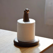 Tissue Holder Cat Paw Wooden Hand Carved Decorative