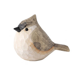 Tufted Titmouse Figurines Hand Carved Painted Wooden