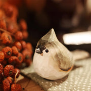 Tufted Titmouse Figurines Hand Carved Painted Wooden