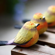 White-browed Tit-warbler Figurines Hand Carved Painted Wooden