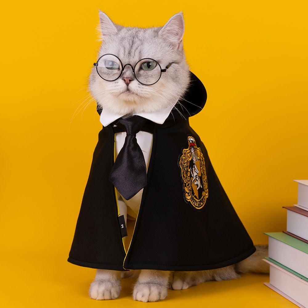 貓哈利波特斗篷寵物衣服配領帶和眼鏡