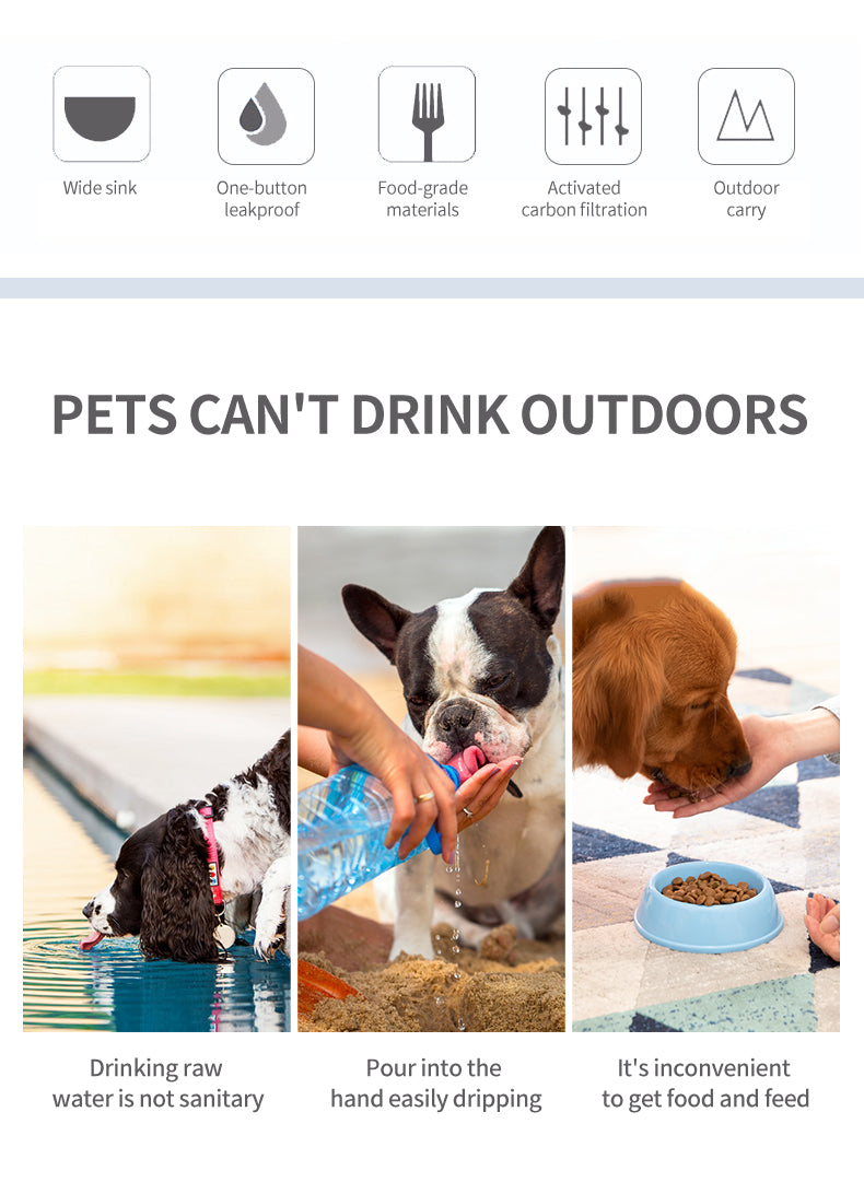 Portable Collapsible Pet Water Bottle With Food Storage