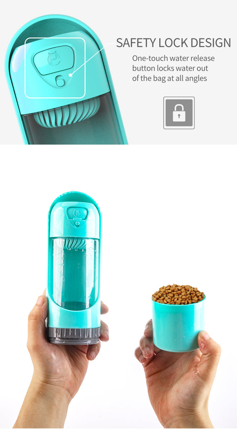 Portable Collapsible Pet Water Bottle With Food Storage