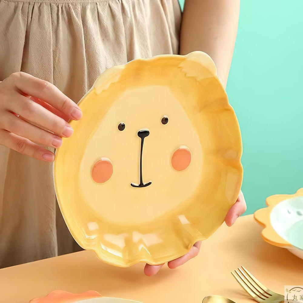 恐龍獅子小雞卡通陶瓷盤子