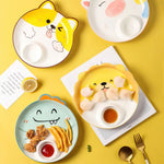 Tiger Elephant Pig Chicken Dog Dinosaur Lion Plates with sauce pan - Lazylifeshop