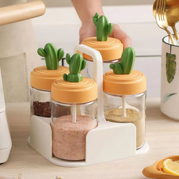 Cactus Glass Seasoning Box With Spoon - Lazylifeshop
