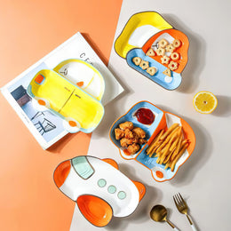 Car Engineering Vehicle Excavator Airplane Kids Plates - Lazylifeshop