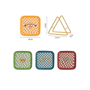 Checkerboard Grid Plastic Dinner Plate With Storage Rack - Lazylifeshop