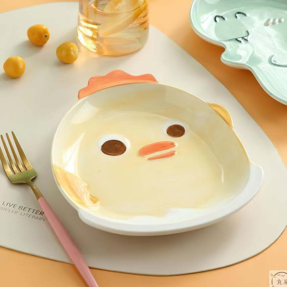 恐龍獅子小雞卡通陶瓷盤子