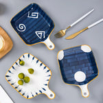 Minimalist Blue And White Plate With Handle - Lazylifeshop