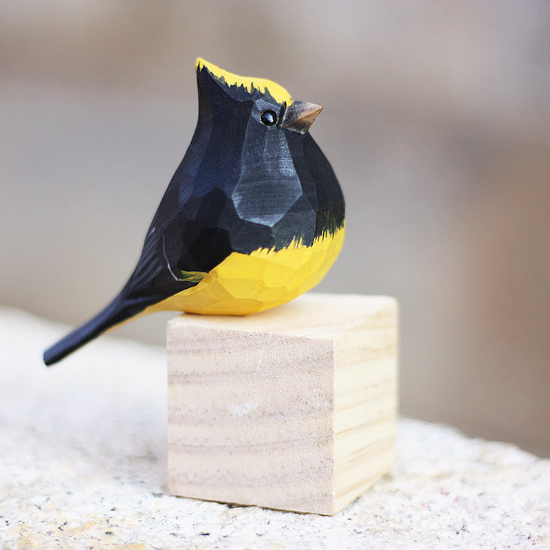 Sultan tit Bird Figurines Hand Carved Painted Wooden