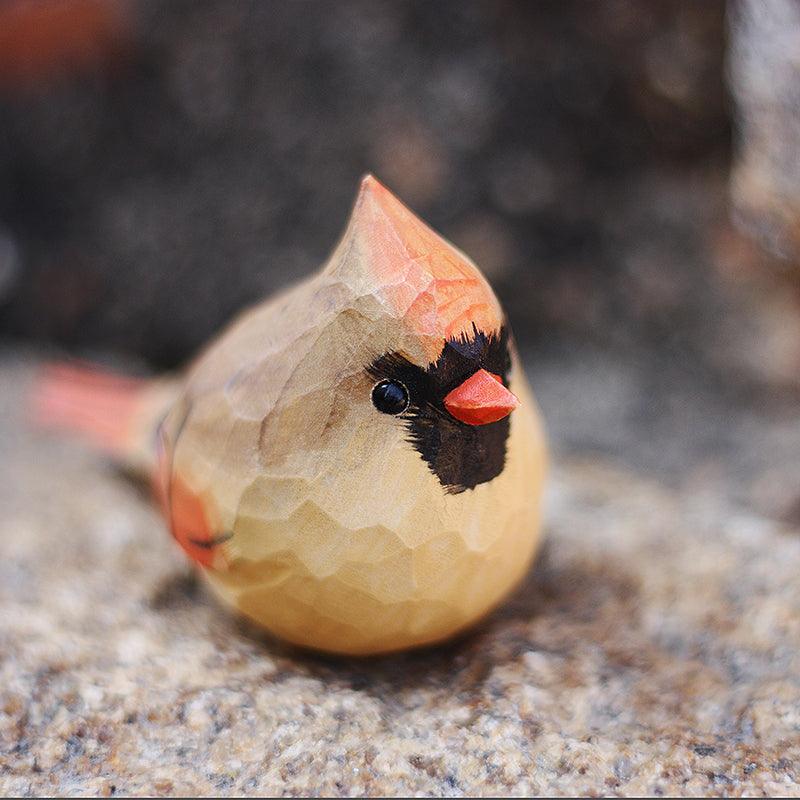 Cardinal Bird Figurines Painted Wooden