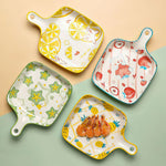 Cherry Peach Star Fruit Orange Pineapple Cartoon Ceramic Plate With Handle - Lazylifeshop