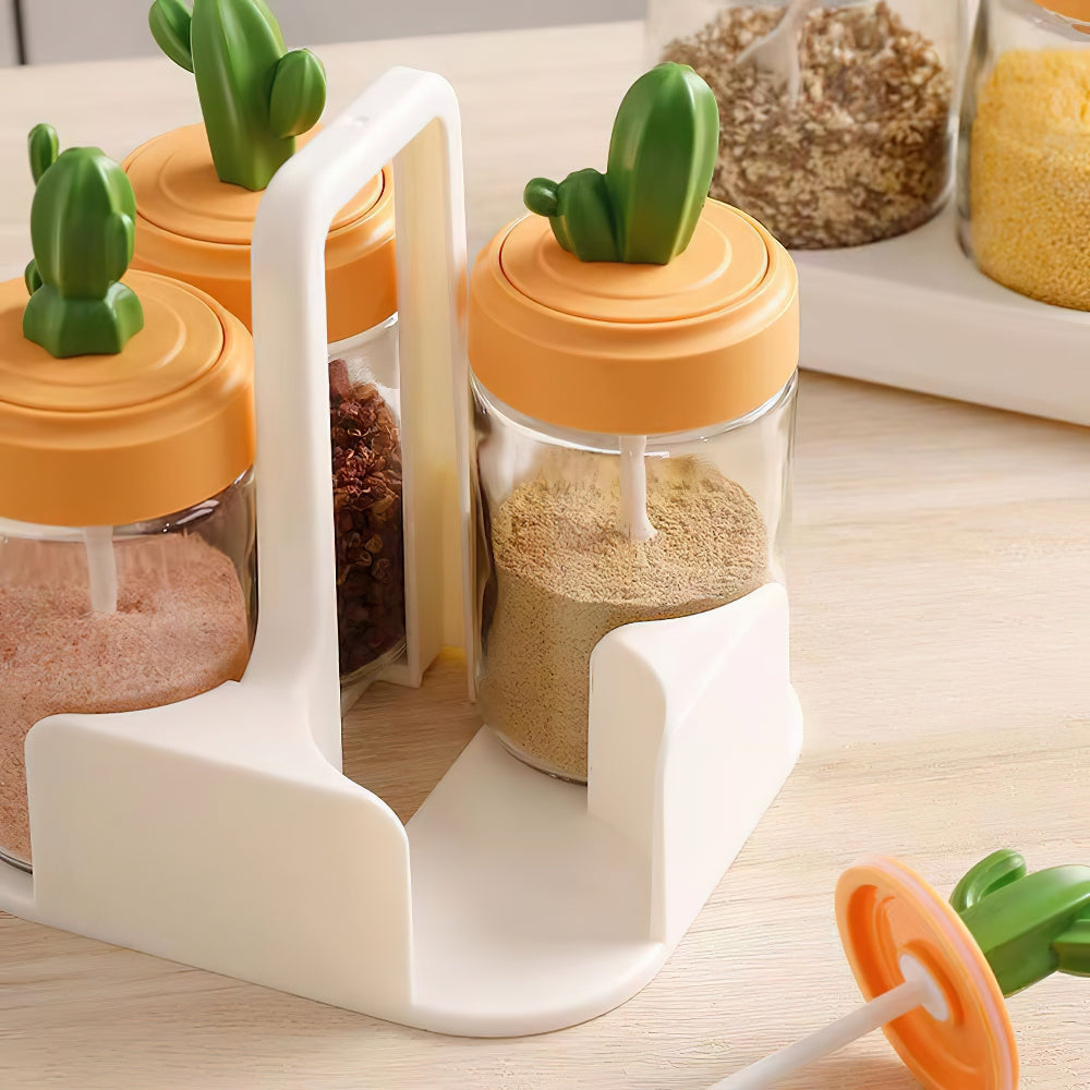 Cactus Glass Seasoning Box With Spoon