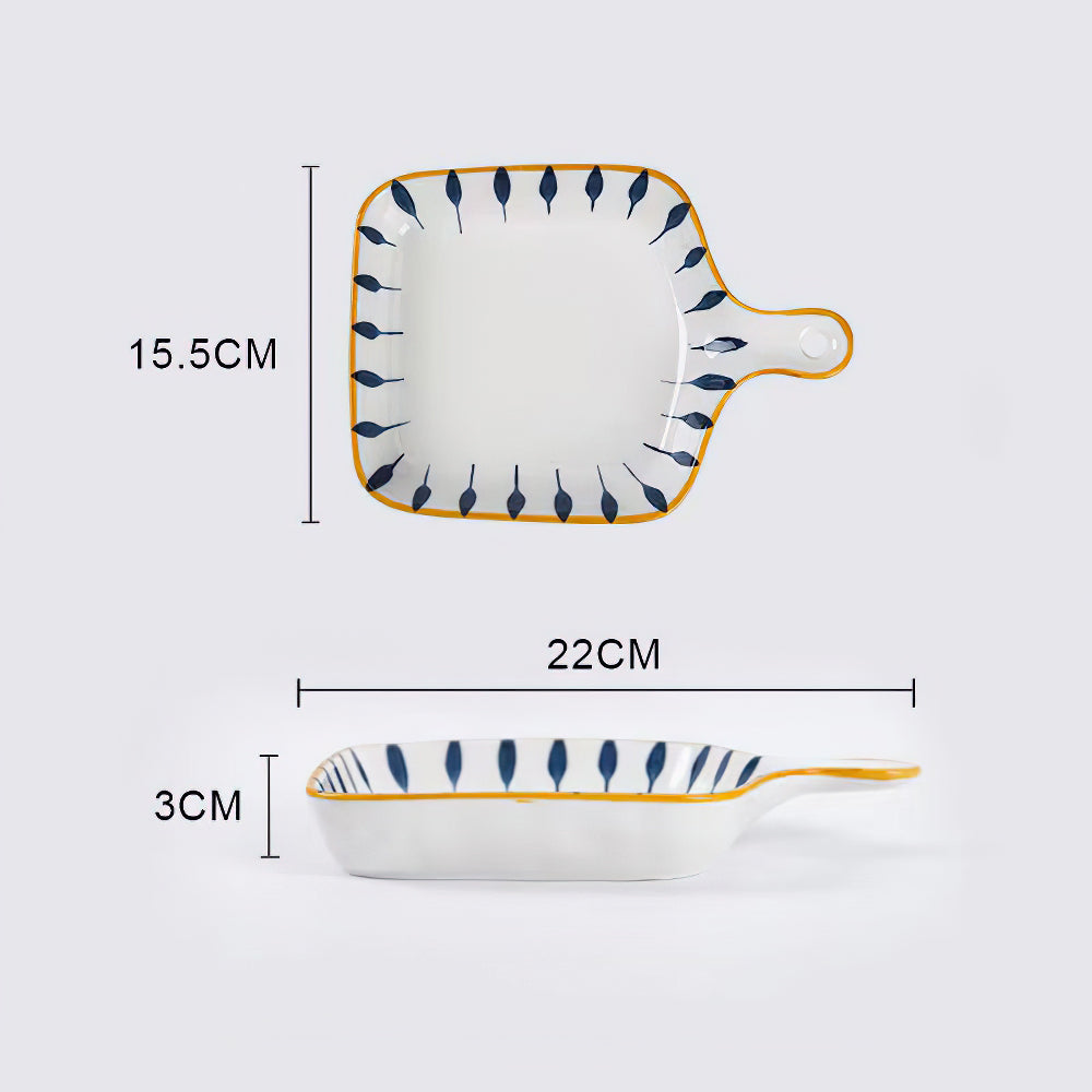 Minimalist Blue And White Plate With Handle