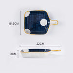 Minimalist Blue And White Plate With Handle - Lazylifeshop