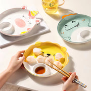 Tiger Elephant Pig Chicken Dog Dinosaur Lion Plates with sauce pan - Lazylifeshop