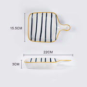 Minimalist Blue And White Plate With Handle - Lazylifeshop
