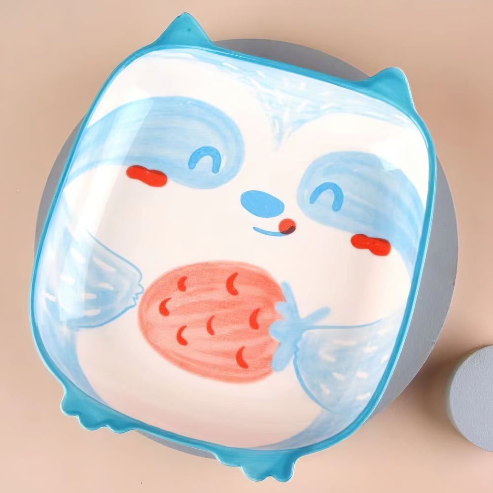 Placa de cerámica de dibujos animados de búho mapache perro gato