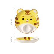 Tiger Elephant Pig Chicken Dog Dinosaur Lion Plates with sauce pan - Lazylifeshop