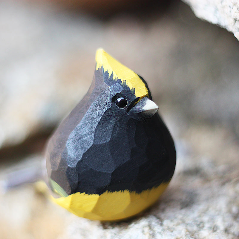 Sultan tit Bird Figurines Hand Carved Painted Wooden