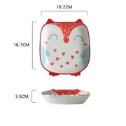 Dog Cat Raccoon Owl Cartoon Ceramic Plate - Lazylifeshop