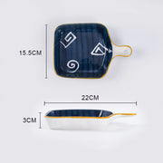 Minimalist Blue And White Plate With Handle - Lazylifeshop