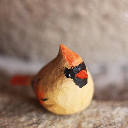 Cardinal Bird Figurines Painted Wooden