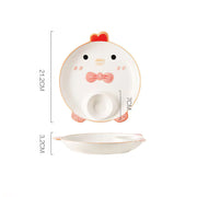 Tiger Elephant Pig Chicken Dog Dinosaur Lion Plates with sauce pan - Lazylifeshop