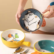 Cartoon Embossed Bowl With Handle - Lazylifeshop