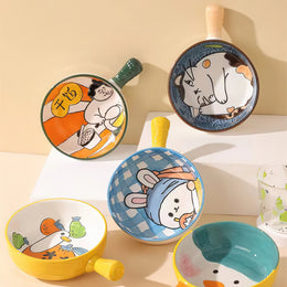 Cartoon Embossed Bowl With Handle - Lazylifeshop