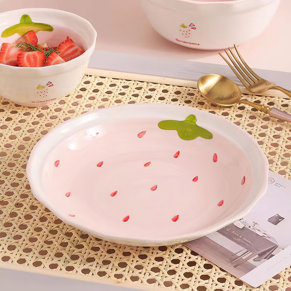 清爽草莓陶瓷卡通盤