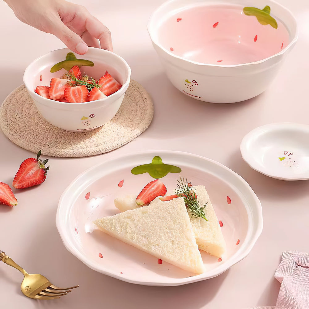 Refreshing Strawberry Ceramic Cartoon Plate
