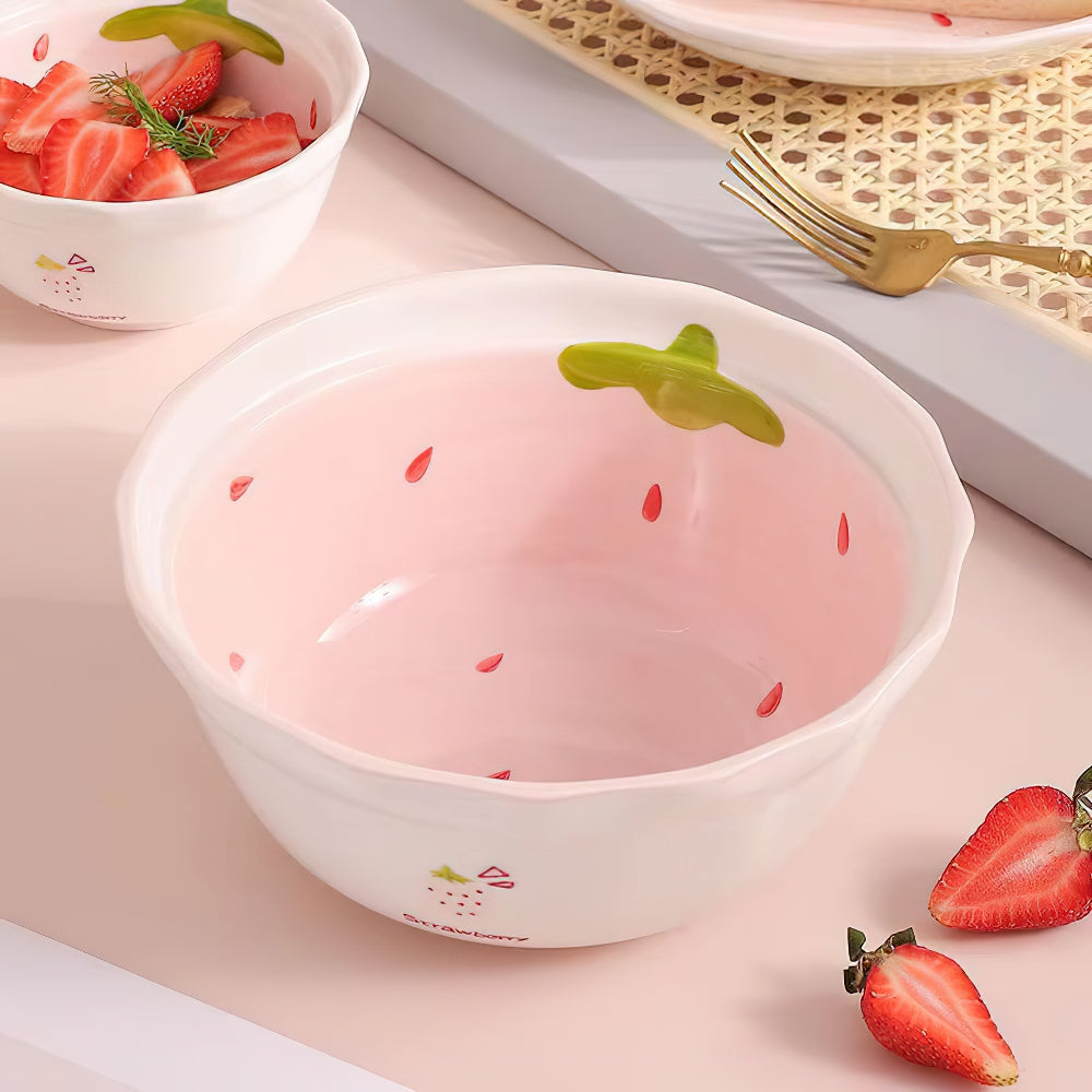 Refreshing Strawberry Ceramic Cartoon Bowl